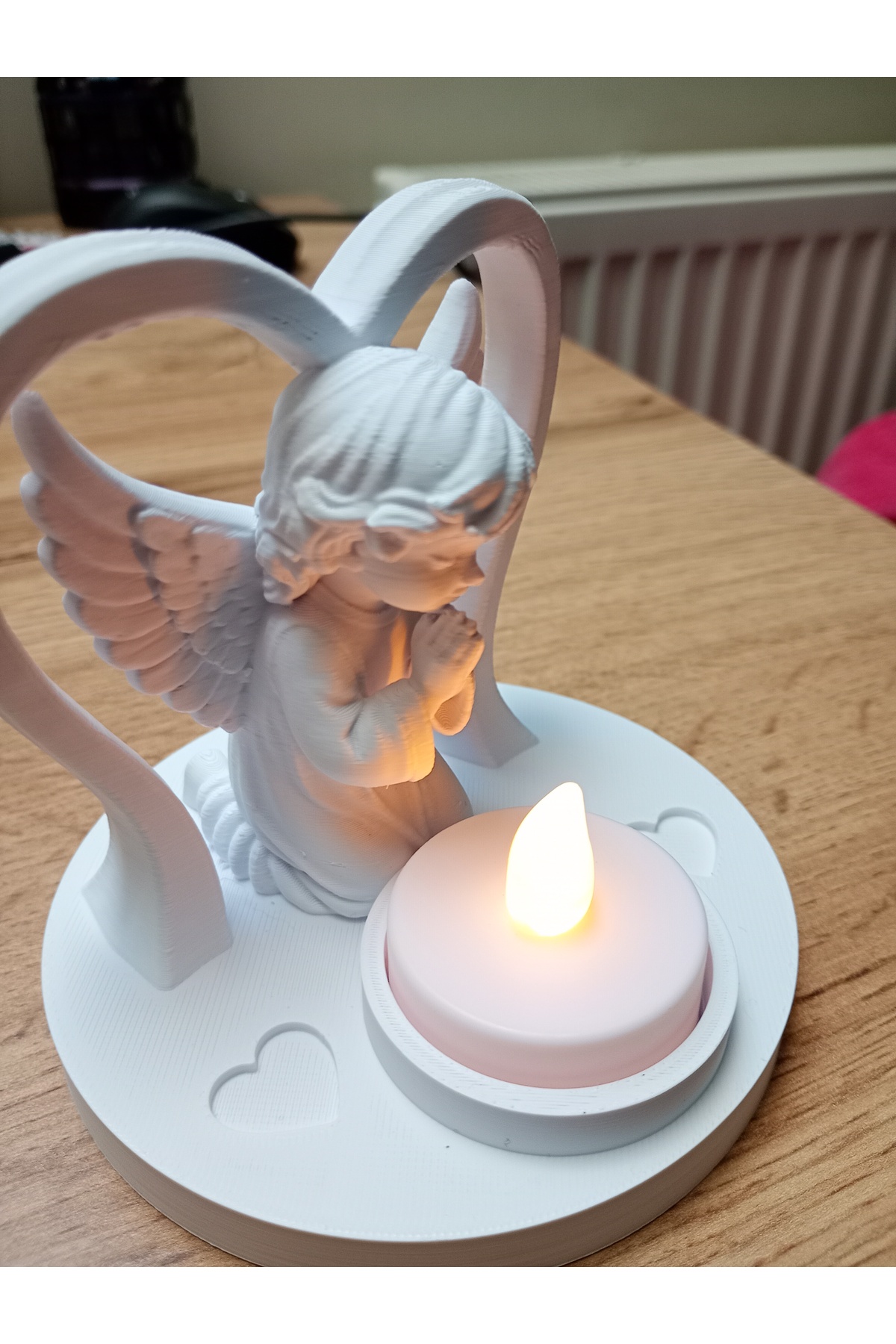 Melek Figürlü Kalpli Dekoratif Mumluk 2