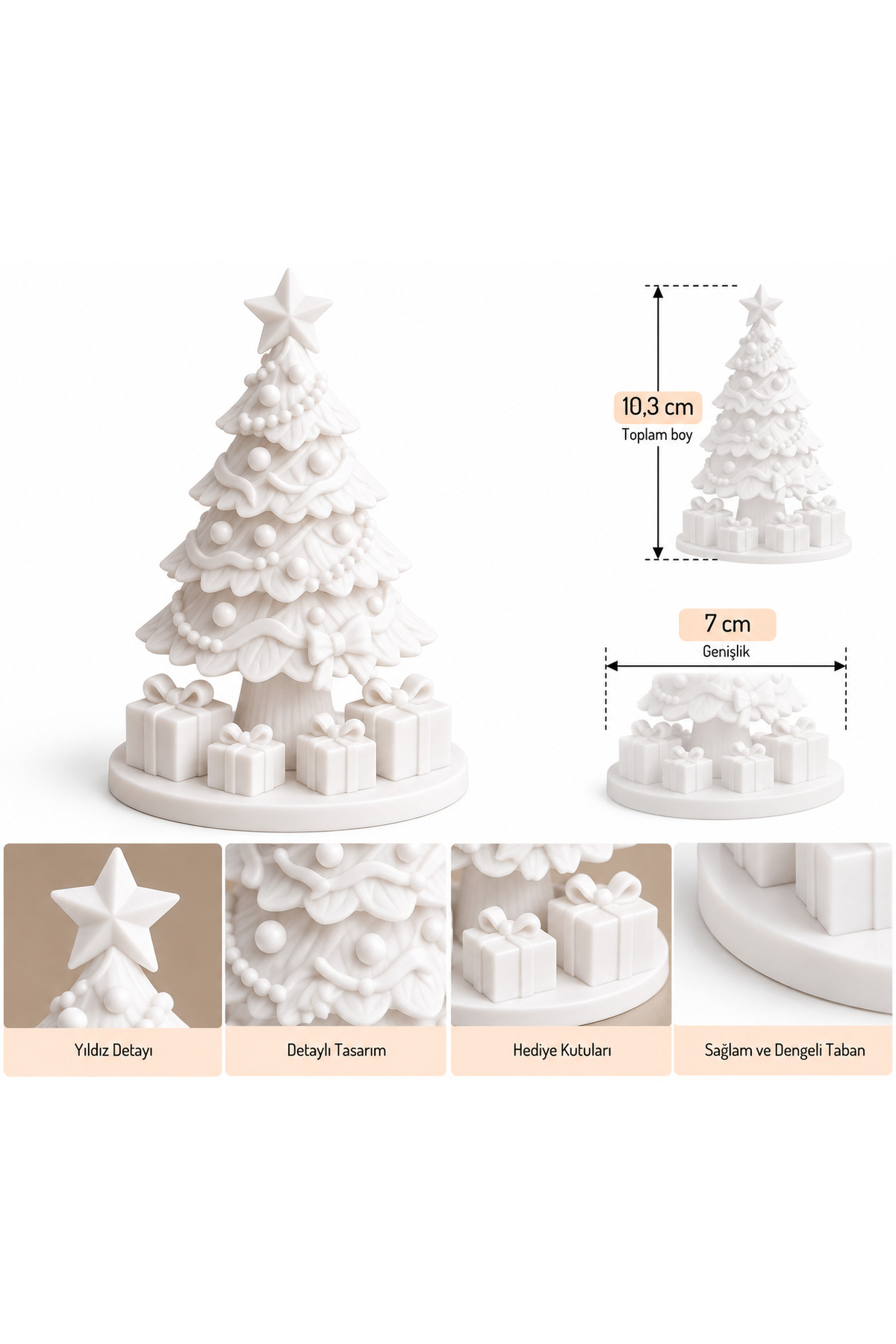 Dekoratif 3D Çam Ağacı ve Hediye Kutuları Noel Yılbaşı Masa Dekoru Biblo 2