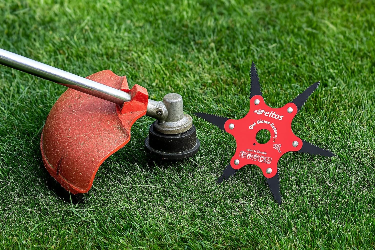 Eltos Çim Biçme Aparatı, 6 Bıçaklı, Ergonomik, Metal, Bahçe Tırpan Makinesi Ek Parça CBA250  5