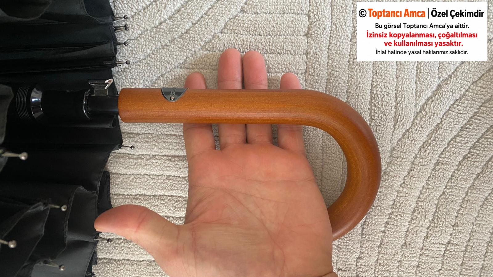 24 Telli Protokol Şemsiyesi Rainwalker RW-091 Şemsiye Siyah 100 cm Çaplı 3