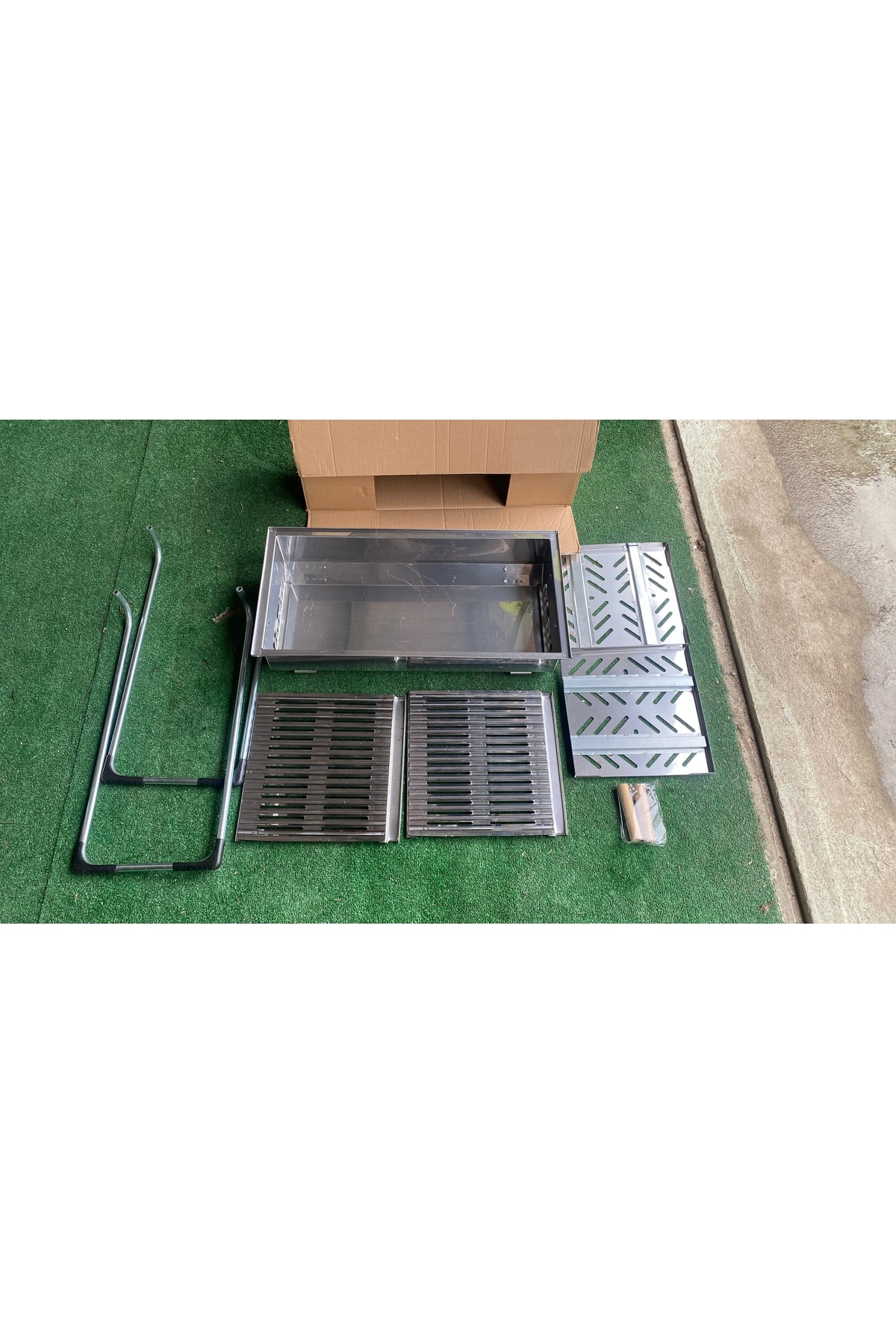 Ayaklı mangal ızgara büyük boy çelik krom mangal 430 çelik 35 x 70 cm xl - 1
