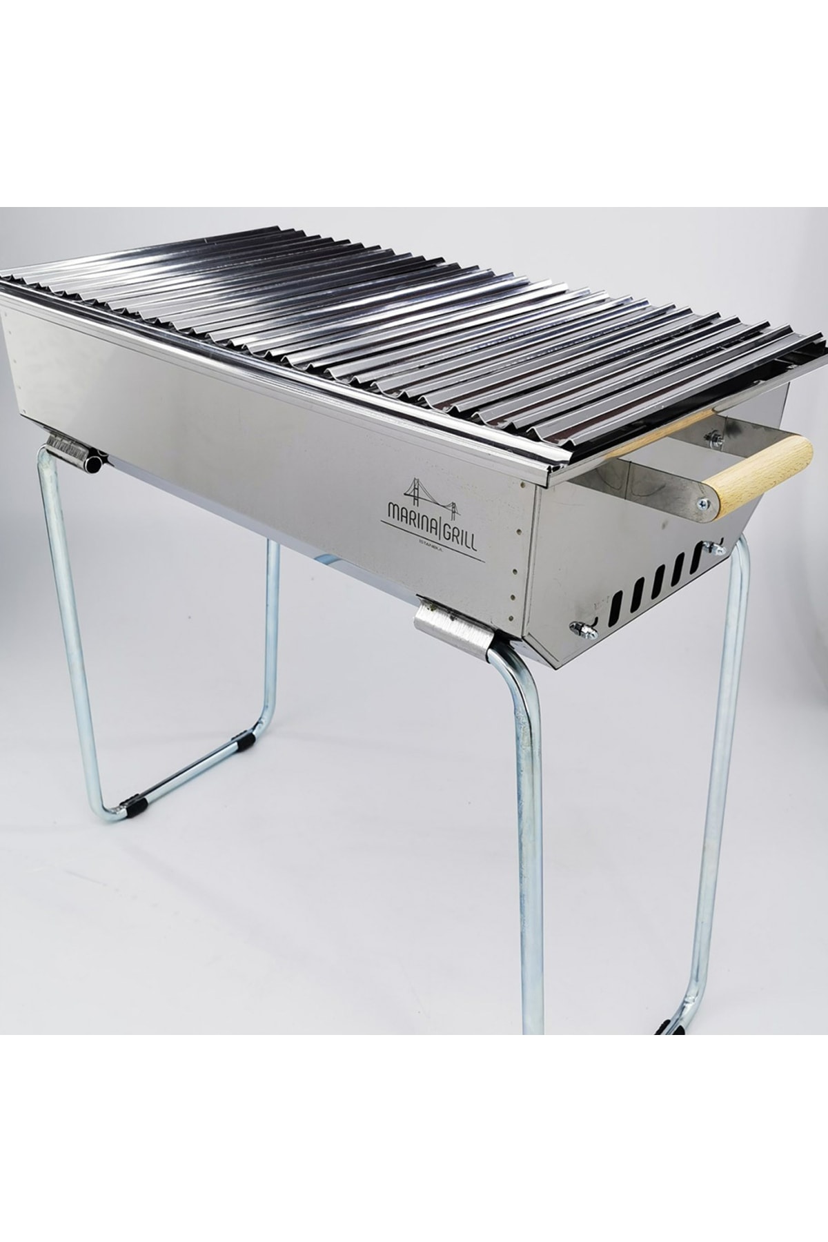 Mangal Ayaklı Lüks Marina Grill Kömürlü Mangal L Paslanmaz Çelik