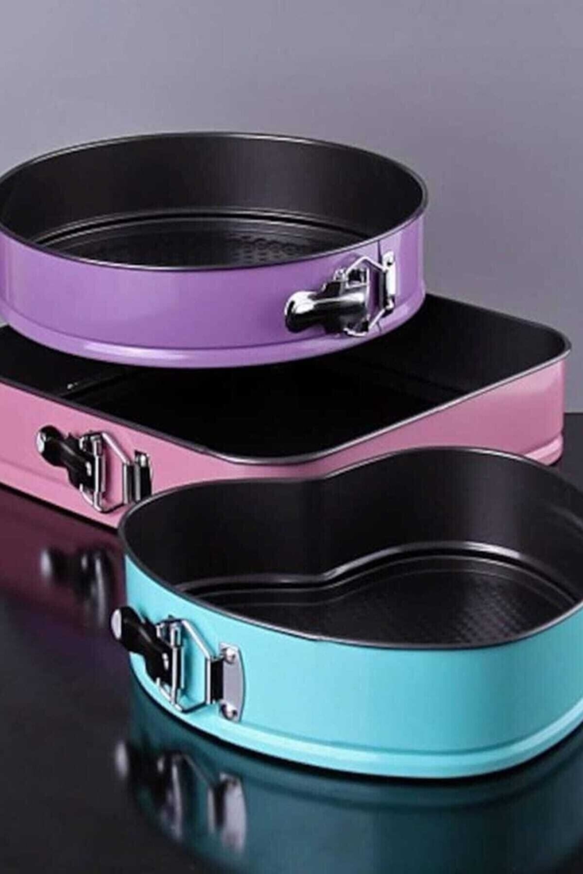 Kelepçeli 3 Boy 3 Renkli 3'lü Kek Kalıbı Seti - 1