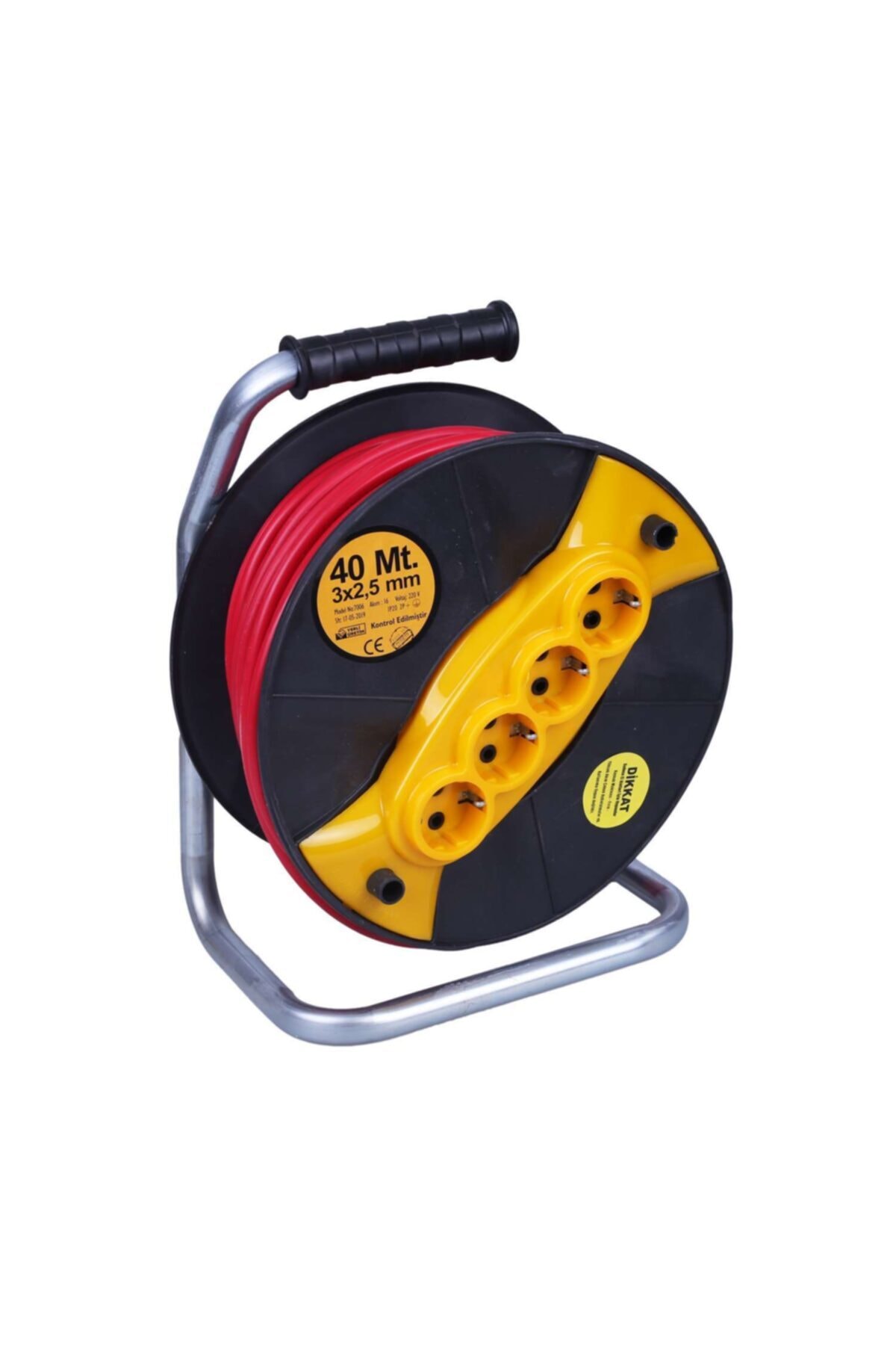 Makaralı Seyyar Kablo Kapaklı 4 Prizli Metal Uzatma Kablosu 3x2.5 Mm Ttr Kablo 50 Metre - 1