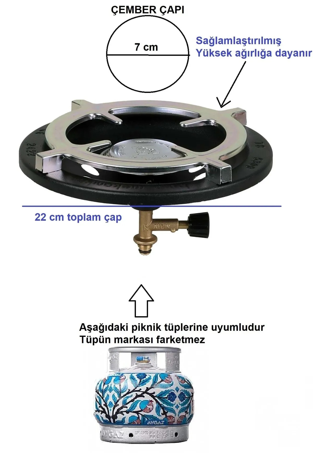 Piknik Tüp Ocak Başlığı Kafası Set Dar Musluk - 1