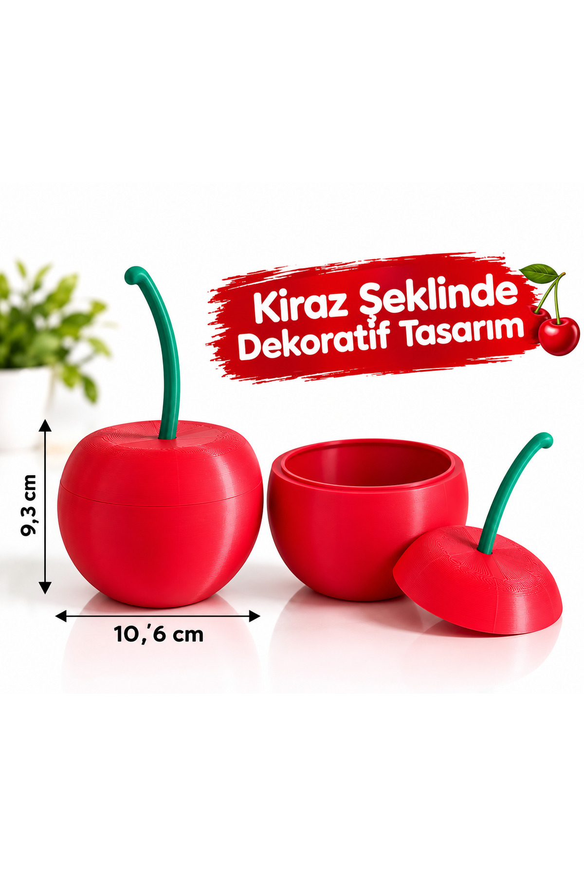 Kiraz Şeklinde Dekoratif Saksı ve Kalemlik – 3D Baskı Tasarım Masaüstü Dekorasyon Ürünü