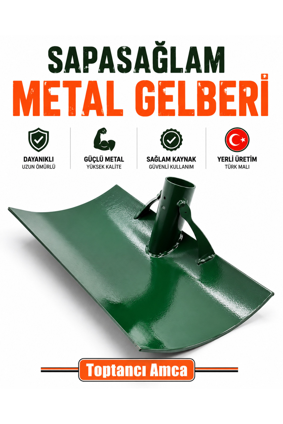 Sapasağlam Metal Gelberi Sapsız Güçlü Metal Tarım Bahçe Toprak Küreği