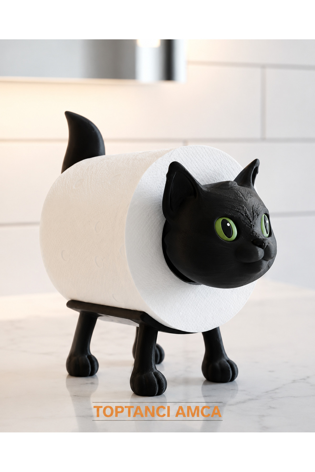 Kedi Figürlü Tuvalet Kağıdı Standı – 3D Baskı Dekoratif WC ve Banyo Kağıtlık, Lavabo Üstü Tuvalet Kağıdı Tutucu - 1