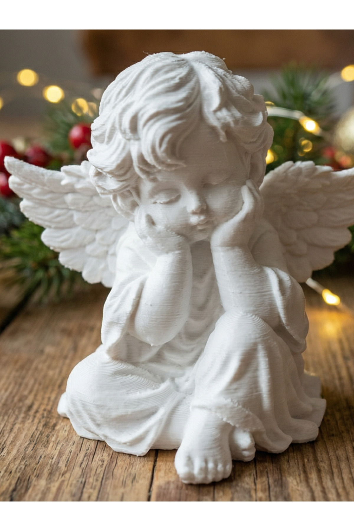 Düşünen Melek Figürlü Dekoratif Biblo – 3D PLA BASKI DAYANIKLI MALZEME - 1