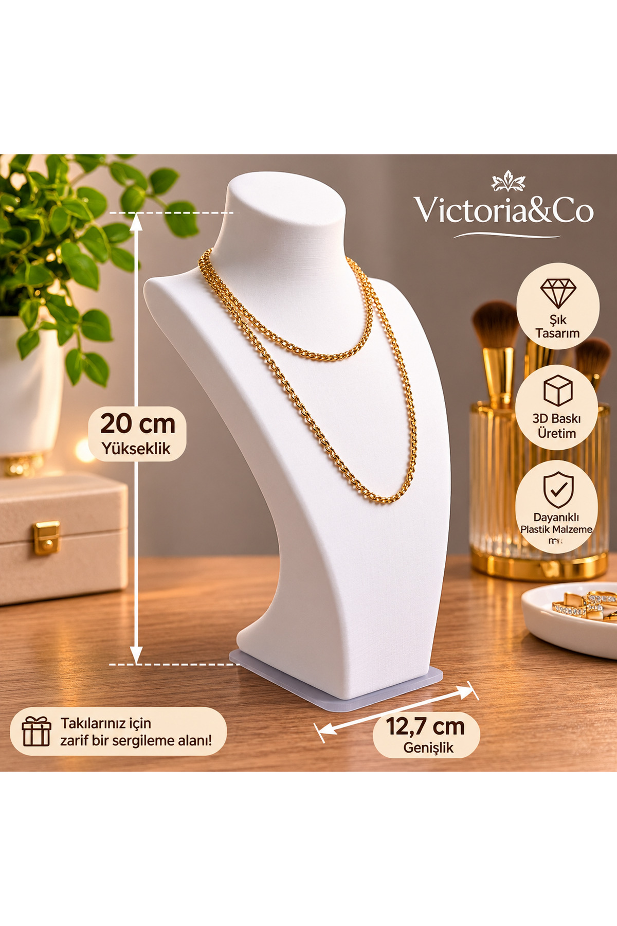 Dekoratif Kolye Sergileme Standı – 3D Baskı Plastik Takı Mankeni - 1