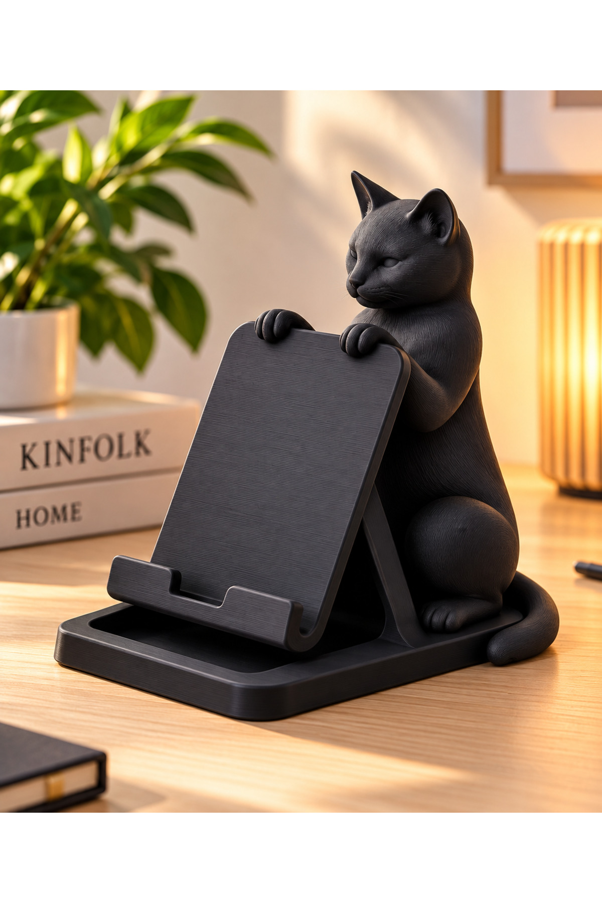 Kedi Figürlü Telefon ve Tablet Standı – 3D Baskı Plastik Tasarım - 1