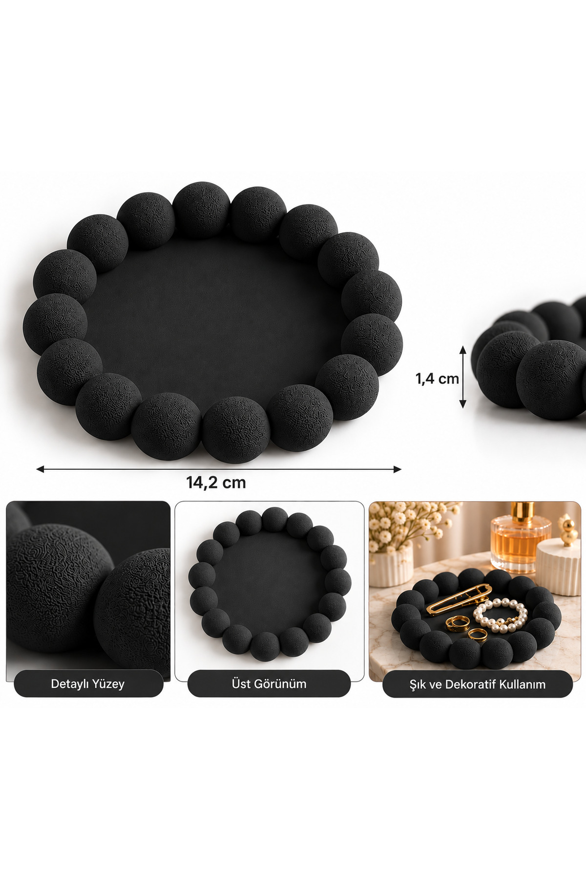 Dekoratif Boncuklu Çiçek Tepsi – Takı ve Aksesuar Düzenleyici 3D Baskı - 1