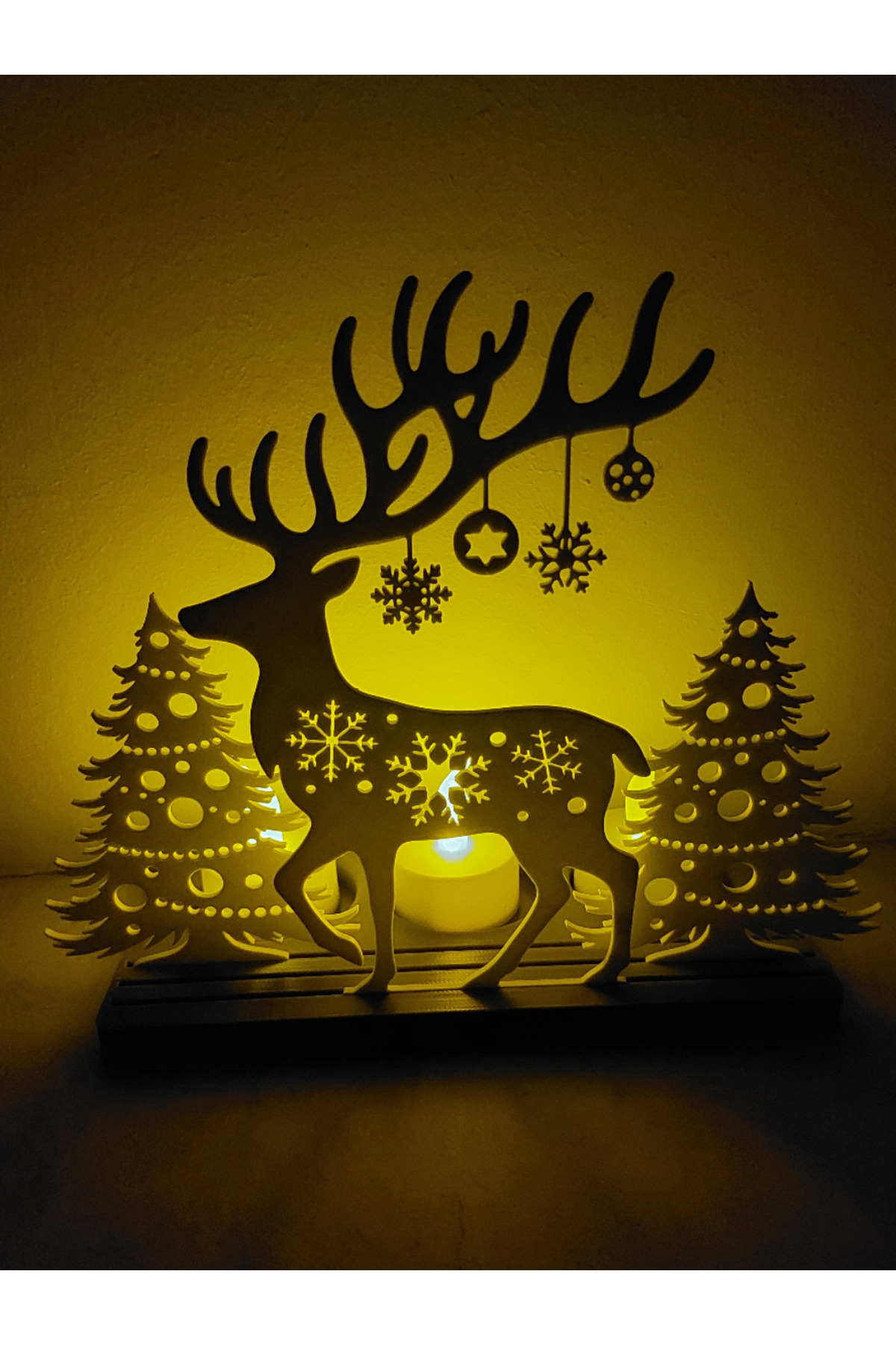 Dekoratif Noel Geyiği Mumluk Biblo Yılbaşı Dekorasyonu Led Tealight Mumluk - 1