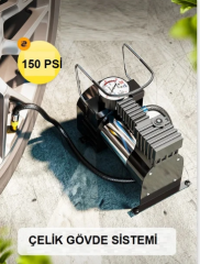 Hava Kompresör Carub 12 Volt Siyah Hortumlu Çakmaklık Giriş 150 Psi