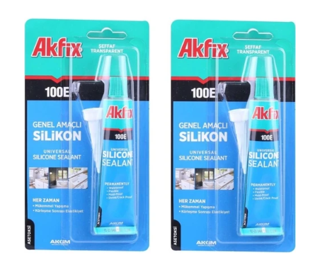 Akfix Sa - 111 Genel Amaçlı 50 Ml Şeffaf Tüp Silikon 2 Adet